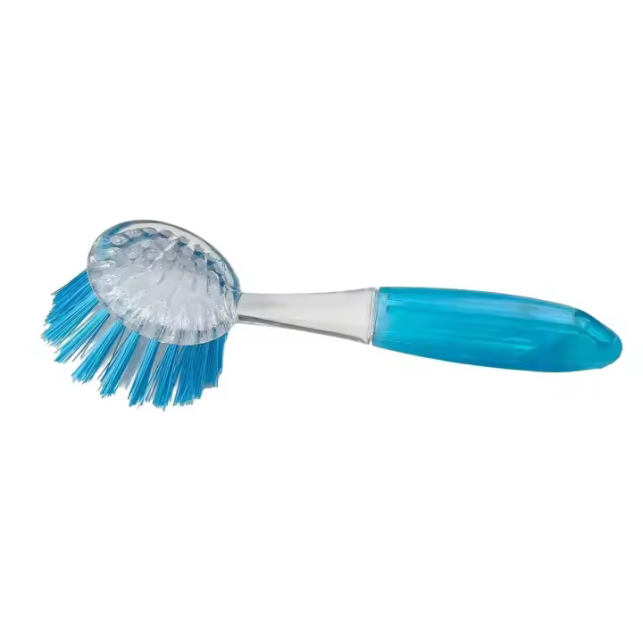 Cuenco de plástico circular colorido con asa para limpieza de cocina, herramientas de limpieza del hogar, cepillo para lavar platos - 1