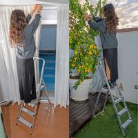 Plegable Marca Española Aluminio 6 peldaños con Gancho Pared Multiusos Antislizante Ligera y Resistente Doméstica Fácil Transporte - details 6