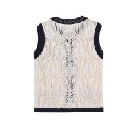 PB&ZA2025 chaleco de punto de malla jacquard casual versátil con cuello redondo estilo de contraste de color tops de verano nueva ropa de mujer. - details 2
