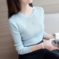 Suéter informal liso para mujer, jersey blanco ajustado de punto, Tops de manga larga, jersey con cuello de mariposa para otoño e invierno de Corea para mujer - details 3