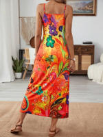 Vestido largo camisola estampado para mujer, novedad de 2025, para vacaciones y ocio - details 4