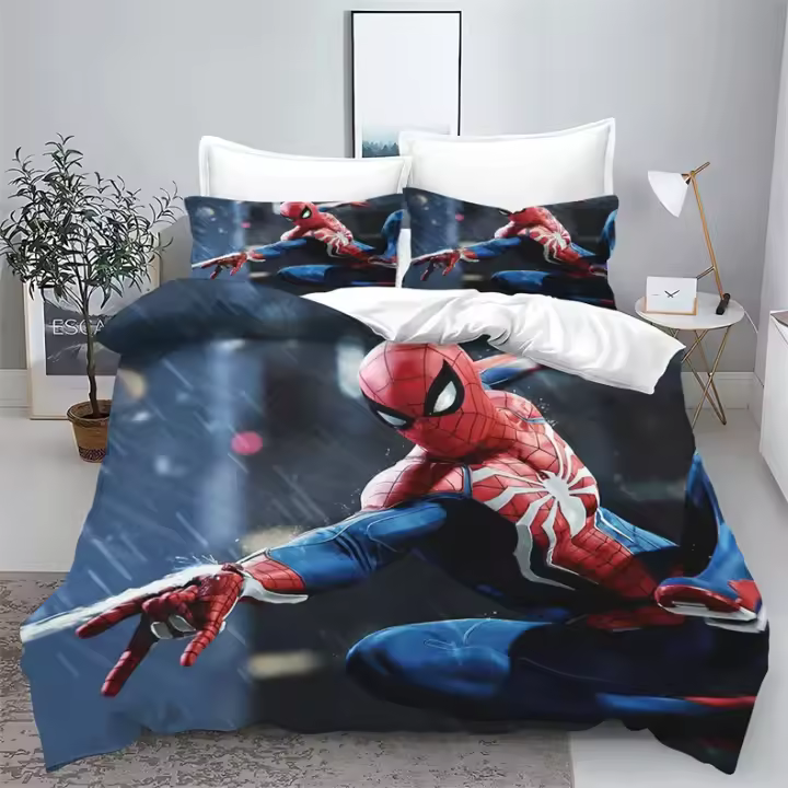Juego de Fundas de Almohada de Animación Spiderman Tamaño Rey Conjunto de Cama para Niños con Estampado 3D - 1