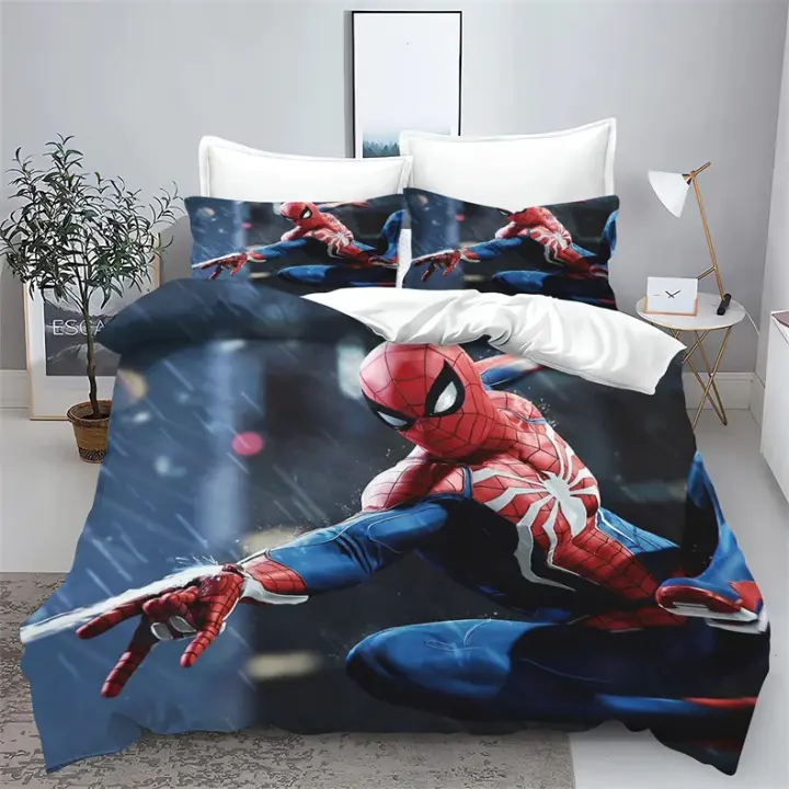 Juego de Fundas de Almohada de Animación Spiderman Tamaño Rey Conjunto de Cama para Niños con Estampado 3D - 1