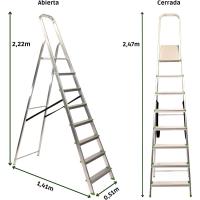 Escalera de Tijera Plegable, Marca Española. Escalera de Aluminio, 5 peldaños, con Gancho de Pared, Multiusos, Antideslizante, Ligera y Resistente, Escalera Doméstica, Fácil Transporte - details 21