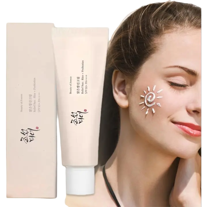 Crema Protector Solar Probiótica SPF50 Control de Aceite Facial Largo Duradero Blanqueo de Arroz - 1