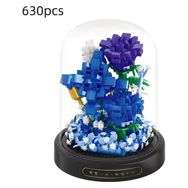 Mini ciudad Rosa Suower macetas ramo bloque de construcción flor eterna decoración del hogar DIY modelo ladrillos juguetes para niños regalo de cumpleaños - 1
