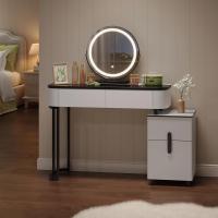 LED Ajustable y Espejo, Maquillaje con Tablero Vidrio Reforzado y Cajonera, Montaje Flexible, 100x40 cm, Mesa Mara y Metal, Blanco+Negro, MB6110wsz - details 8