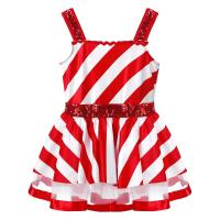 Traje de baile de Navidad para niñas, vestido tutú de ballet con bastón de caramelo a rayas, leotardo gimnástico para patinaje artístico, ropa de baile para fiestas navideñas - details 12