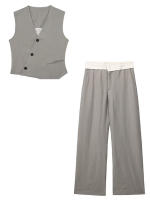 TRAFZA-Conjunto de 2 piezas de moda para mujer, pantalones sueltos informales elegantes Vintage + traje de viaje Sexy con cuello en V para vacaciones, novedad de verano - details 2