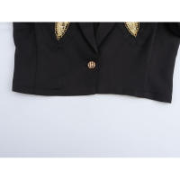 OUWU- Chaqueta Negra Con Cuentas Y Lentejuelas Exquisita De Lujo A La Moda Para Primavera, Chaqueta De Trabajo Para Oficina Para Mujer, Abrigo Con Un Botón - details 7
