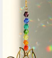Adornos colgantes de cristal de loto, cadena colgante de atrapamoscas, decoración artesanal - details 4