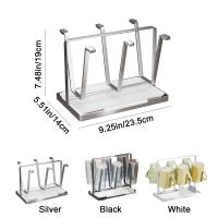 Soporte para 6 vasos de vidrio con base antideslizante, ahorra espacio, de acero inoxidable, con bandeja escurridora de botellas para bar. - details 0