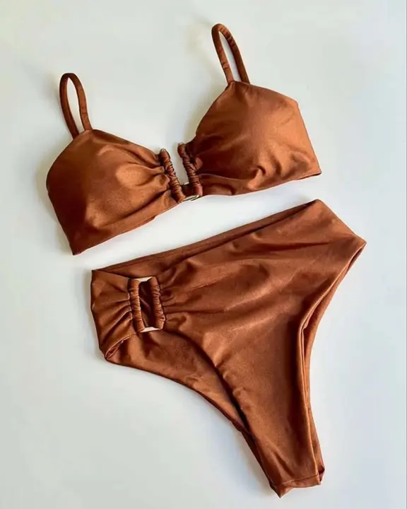 Bandau mejorado para mujer, traje de baño sexy para mujer, conjunto de bikini brasileño con Tanga, traje de baño monocromático de tres piezas, playa 2024 - 1