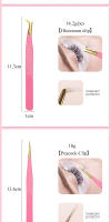 Pinzas para Pestañas Profesionales en Acero Inoxidable Rosa Anti-Estático No Magnético Herramienta de Maquillaje para Extensión de Pestañas 3D - details 3