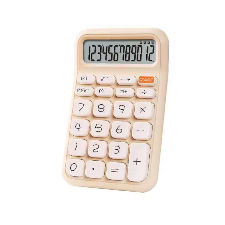 Calculadora de interruptor mecánico portátil para cálculo numérico básico Beige resistente - 1