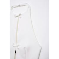 BUNO-Chaleco con lazo y espalda descubierta para mujer, Top calado sin mangas con cuello Halter, falda ajustada elegante, camisetas sin mangas femeninas Y2k, Top corto para oficina - details 16