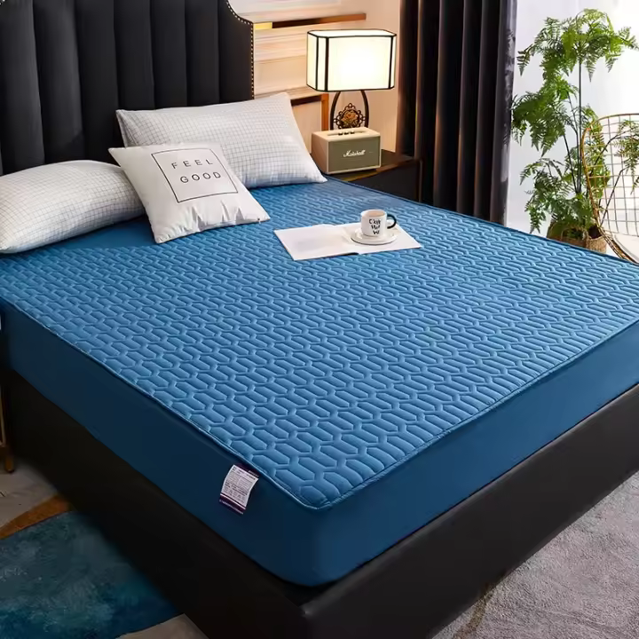Funda de pecho Gruesa impermeable, alfabrilla de látex, fundas de Cama, Protector de sábana ajustable agradable para la piel, colcha 150/160/180x200 - 1