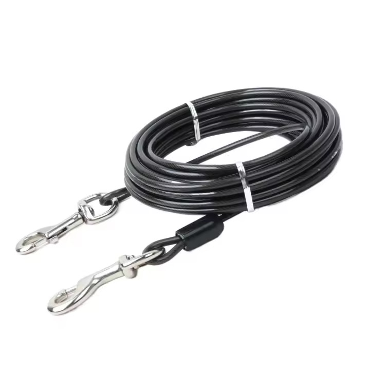 Cable de amarre para perro de 3/5/10 metros, ganchos a presión de doble extremo de alta resistencia, correa de Cable para mascotas, correa de doble cabeza resistente a mordeduras antioxidante - 1