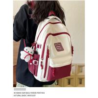 Mochila de gran capacidad femenina-japonesa color de contraste marca de moda mochila para estudiantes universitarios bolsa de viaje de ocio nueva bolsa para computadora - details 5