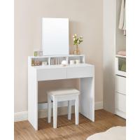 Mesa de Maquillaje con Espejo Grande, Gabinete con 2 Cajones y 3 Compartimentos, Estilo Moderno, Blanco - details 7