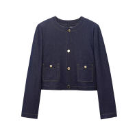 OUWU- Chaqueta De Mujer Con Cuello Redondo Y Manga Larga Con Costuras Contrastantes, Pantalones De Pierna Ancha De Cintura Alta, Nuevo Traje Informal De Primavera - details 2