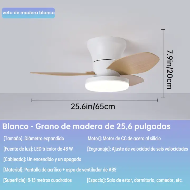 Ventilador de techo nórdico moderno y sencillo Plástico, con luz y control remoto - 1