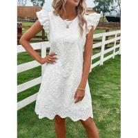Vestido suelto de color sólido con ribete de encaje Station - details 4