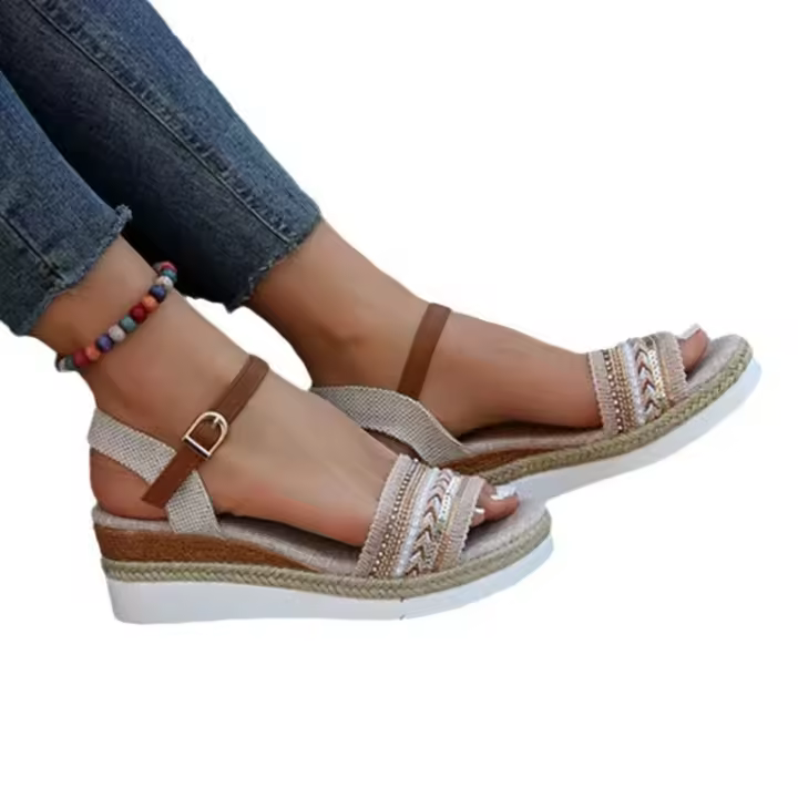 Sandalias de tacón de cuña para mujer, zapatos de moda, Verano - 1