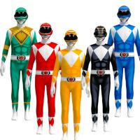 Power Rangers Cosplay Jumpsuits Bodysuits Superhero Kids Boys Halloween Party Costume Fancy Dress Outfits - details 0