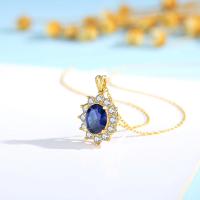 Collar de Oro 18k con Corundum Azul Real Joyería de Metal para Mujeres Longitud de 18 pulgadas - details 3