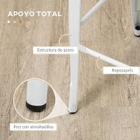 Taburetes de bar altos con respaldo, sillas de bar con reposapiés, asiento de madera y marco de acero - details 1