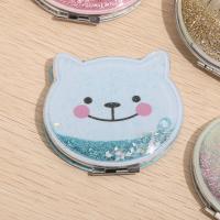 Espejo de maquillaje de doble cara de gato, espejo de mano portátil con lentejuelas de dibujos animados, regalo para niña, espejo de maquillaje de doble cara de bolsillo - details 3