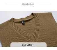 Chaleco De Punto Para Hombre Versátil Y Casual Con Cuello V Sin Mangas Cómodo Y Caliente De Color Sólido Para El Día a Día - details 12