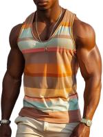 Camisetas sin mangas con estampado de rayas Retro para hombre, chaleco informal sin mangas con estampado 3D, camisetas deportivas holgadas con cuello redondo de secado rápido, verano - details 1