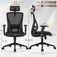 Ergonómica, Silla de Escritorio con Reposacabezas Ajustable, Reposabrazos, Soporte Lumbar, Altura Regulable y Oscilación de 90 ° -120 ° , Silla Giratoria Capacidad de Peso 150kg - details 2