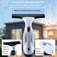 Limpiador de ventanas eléctrico para una limpieza integral de vidrios - Accesorios de aspiradora Aspirador de ventanas inalámbrico, Aspirador de ventanas con tanque de agua extraíble y succión potente, Herramienta eléctrica para limpiar ventanas de ducha, - details 6