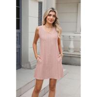 Nuevo Vestido informal de verano con cuello en V y Color sólido con cierre de palacio y bolsillo para mujer - details 17