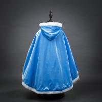 Capa de Elsa para niñas, chal de terciopelo con capucha de dibujos animados, ropa de princesa azul, invierno, 2025 - details 6