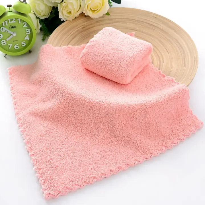 Toalla facial de terciopelo Coral de microfibra absorbente, toalla de mano cuadrada de alta densidad, toallitas de limpieza, secado rápido, suministros de pañuelo de limpieza - 1
