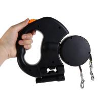 Con luces, correa doble para caminar para perros, cuerda de rotación retráctil doble de plástico ajustable, reflectante de nailon - details 6