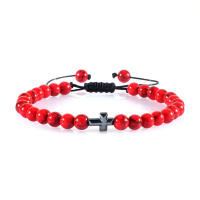Pulsera de Piedra Natural 6mm Estilo Trenzado para Hombres y Mujeres Cruza de Oración Jesús - details 6