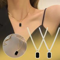 Colgante Cuadrado Minimalista de Acero Inoxidable Joyería Vintage de Oro para Mujeres - details 1