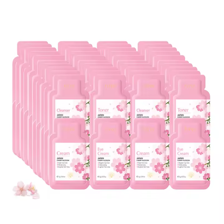 Juego de 40 Uds para el cuidado de la piel, crema hidratante con esencia de flor de cerezo, crema de colágeno para ojos, tónico facial y limpiador, Kit portátil - 1