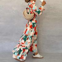 Vestido elegante con estampado plisado y cuello en V para mujer, traje largo de oficina para boda, primavera y verano, A-e, bohemio, 2024 - details 6