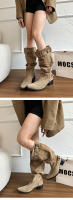 2025 Verano y otoño nueva moda Botas de pelo fino Botas altas de tacón grueso puntiagudo para mujer Hebilla de cinturón de gran tamaño - details 19