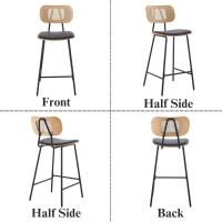 Juego de Sillas de Bar Modernas 2 Altas con Resalto de Ratán Taburetes de Cocina con Cojín de PU - details 12
