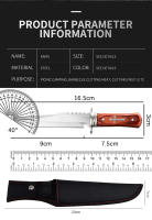 Cuchillo De Acero Inoxidable Con Mango De Madera Para Camping Y Caza Táctica Herramientas De Sobrevivencia Para Auto Defensa - details 6