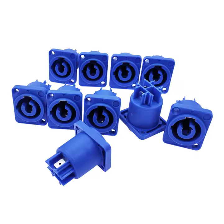 Conector Powercon de 3 pines, 10 piezas, 20a, 250V, Panel de altavoz de alimentación hembra para pantalla LED, iluminación de escenario, azul - 1