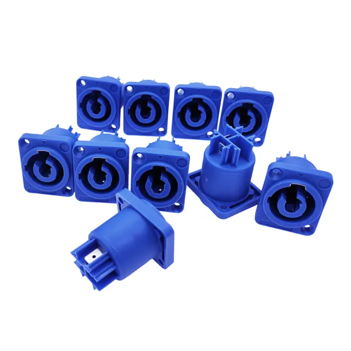 Conector Powercon de 3 pines, 10 piezas, 20a, 250V, Panel de altavoz de alimentación hembra para pantalla LED, iluminación de escenario, azul - 1