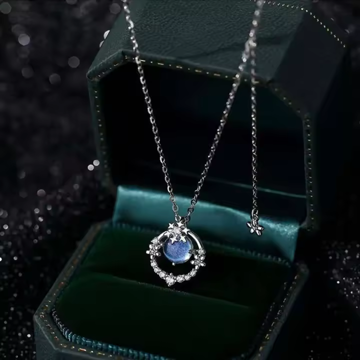 Collar con Colgante de Estrellas Plisado Esterda S925 Joyería de Moda sin Alergias para Mujeres - 1